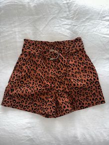 River Island Orange Leopard Print High Waisted Shorts - Size 8