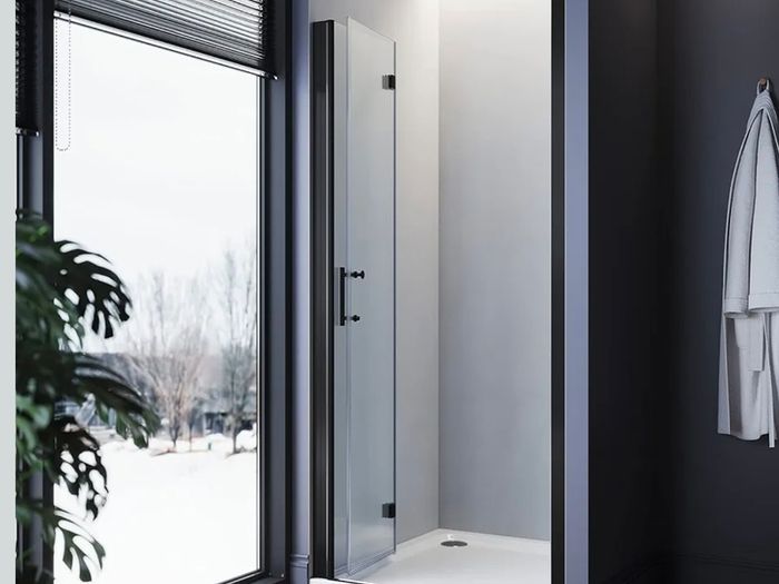 ELEGANT Black 800mm Bifold Frameless Shower Door