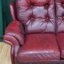 Deep-Red Leather Three Seater Image 4