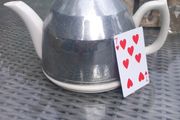 Vintage Beverley White Teapot Made In England Reg Design 884646 Chromed Cover  D18 POST 10e