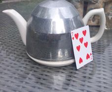 Vintage Beverley White Teapot Made In England Reg Design 884646 Chromed Cover  D18 POST 10e