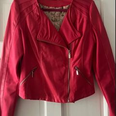 Coral Leatherette Jacket
