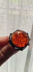 Rare Vintage Polish Rytosztuka Silver & Baltic Amber Ring