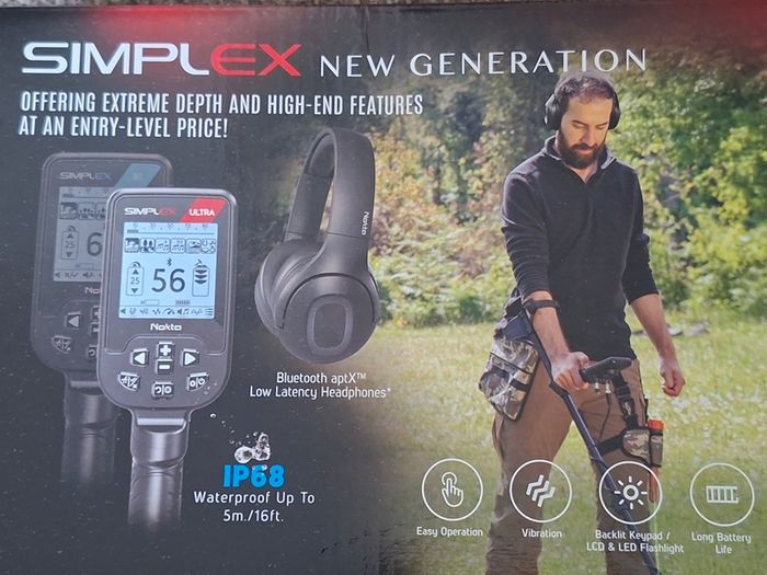 Never used New generation Nokta Simplex Ultra Metal Detector Waterproof 5m 11" SX28 Bluetooth Headphones.