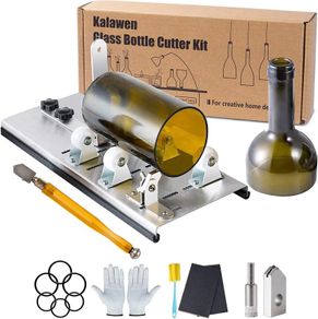 Adjustable Glass Bottle Cutter Kit DIY Tool, Stainless Steel Cutting Machine Set for Wine, Beer, Liquor, Whiskey, Alcohol, Champagne, Soda Round Bottles