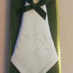 Ladies Irish Linen Handkerchief With Floral Design. Ireland