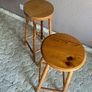 Pair of Tall Solid Pine Wooden Bar Stools Image 3