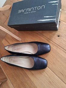 Barminton Ocean Blue Metalic Leather Shoes (39)