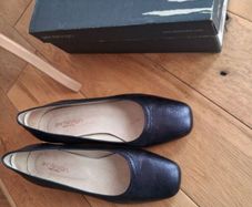 Barminton Ocean Blue Metalic Leather Shoes (39)