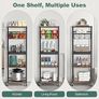5 Tier Kitchen Rolling Cart, Storage Cart With Metal Fruit Vegetable Basket and Pull-Out Pot Lid Cutting Board Organizer, Storage Rack with Wooden Top for Kitchen, Pantry, Bathroom Image 3
