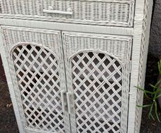 Vintage Wicker Cabinet, drawer and 3 shelves