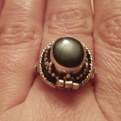 Vintage pillbox ring, 925 sterling silver.
