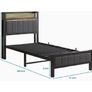 Single Bed Frame with Upholstered Headboard, No Box Spring Needed Wooden Storage Headboard Shelf, 3ft Upholstered Bed Frame with Charging Station/USB Ports and LED Lights (Gray Single Bed) Image 8