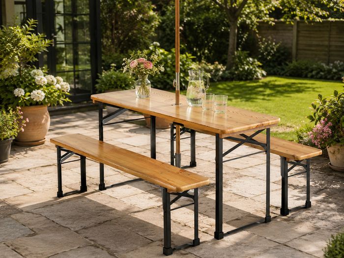 Foldable 3-Piece Beer Garden & Picnic Table Set