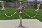 Silver-plated, three-armed candelabra