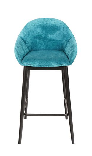 Azure Haven Armrest Stool  Luxurious Blue Bucket Bar Seating