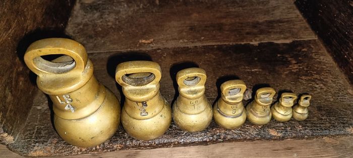 Antique/vintage brass weights set