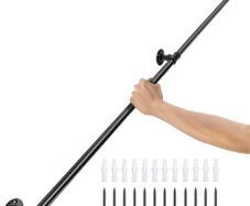 Pipe Stair Handrail, 5FT Staircase Handrail, 440LBS Load Capacity Carbon Steel Pipe Handrail, Industrial Pipe Handrail with Wall Mount Support, Round Corner Wall Handrailings for Indoor, Outdoor (FREE SHIPPING)