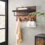 _Wall Coat Rack in Industrial Design, Vintage with 3 Hooks, Bar and Shelf 40 x 60 x 21.5 cm, Wood/Black Image 5
