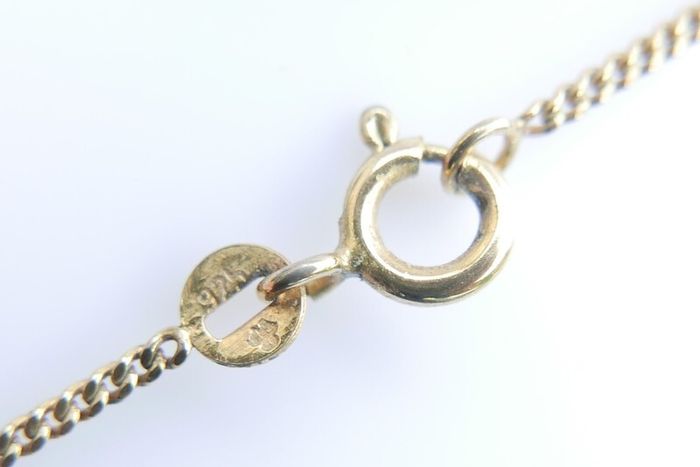 Vintage 18K Gold Plated Sterling Silver 925, Butterflies Crystal Oval Pendant Necklace, length 18" - 5,83g