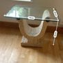 Set of 3 occasional tables stone base and glass top coffee hall and end Image 3
