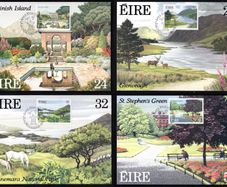 1989 Ireland Parks & Gardens Commemorative Stamps Maximum Cards First Day of Issue Cancel with matching stamp