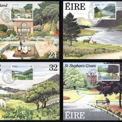 1989 Ireland Parks & Gardens Commemorative Stamps Maximum Cards First Day of Issue Cancel with matching stamp