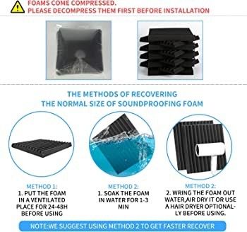 Sound Proofing Panels Orcust 12 Pack Acoustic Foam Panels with 60pcs adhesive Acoustic Panels wedges for Recording (FREE SHIPPING)