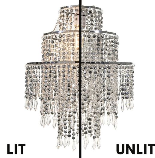 3-Tier Silver Chandelier Light Shade | Lamp Shade for Pendant Light Ceiling Light Shade Acrylic Crystal Chandelier Easy Fit Lampshades for Ceiling Lights for Living Room Bedroom Kitchen Hallway (FREE POSTAGE)