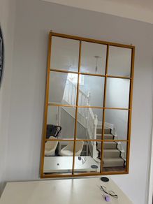 Large Gold Window Pane Mirror