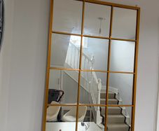 Large Gold Window Pane Mirror