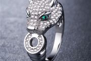 Leopard Emerald Stone Crystal Silver Ring