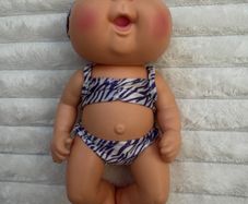 Cabbage Patch Kids Deluxe Tiny Newborn (Splash 'n Float) Splash 'n Float Zebra Swimsuit Blue Eyes Used Dirty Please see photos