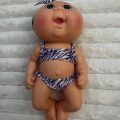 Cabbage Patch Kids Deluxe Tiny Newborn (Splash 'n Float) Splash 'n Float Zebra Swimsuit Blue Eyes Used Dirty Please see photos