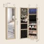 Jewellery cabinet jewelry cabinet hanging, lockable mirror cabinet, wall cabinet with mirror and numerous compartments, wall mounting, hanging on the door, for necklaces, earrings, oak Image 3