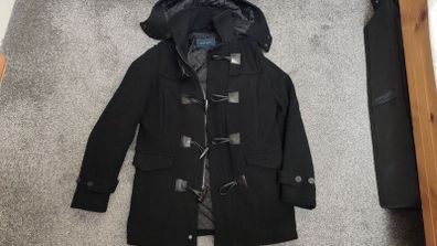 zara men black winter coat jacket small long
