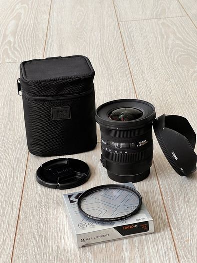 Sigma 10-20mm f/3.5 DC HSM canon lens with acessories