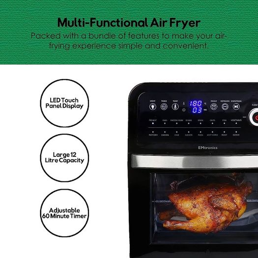 Air Fryer Oven Combi, Rotisserie and Grill, Large Family Size 12L with 16 Pre-Set Menus for Oil Free Cooking (FREE SHIPPING)