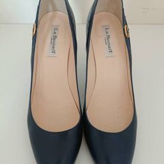 L.K. Bennett London Navy Leather & Croc-Effect Heels - EU 40