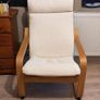 Scandinavian Style Armchair, Rocking Chair, Cream & Wood Image 4