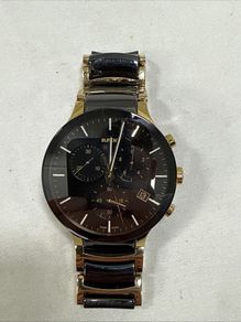 Rado Men's Centrix Two Tone Ceramic Swiss Made Watch Black Gold