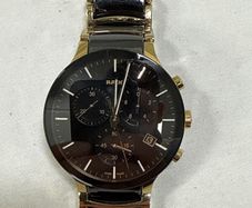 Rado Men's Centrix Two Tone Ceramic Swiss Made Watch Black Gold