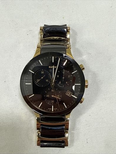 Rado Men's Centrix Two Tone Ceramic Swiss Made Watch Black Gold