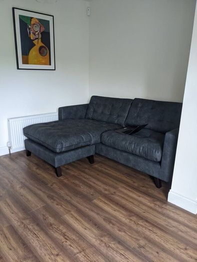 DFS Black Vegan Leather Couch