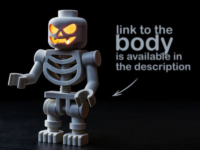 LEGO head style spooky LED jack-o-lantern