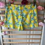 Zara blue & lemon high waisted mediums cotton linen mix Image 2