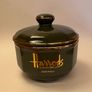 Vintage Harrods Food Halls Apilco France Lidded Preserve Pot / Sugar Bowl Green & Gold Image 2
