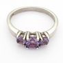 Minimalist 925 Sterling Silver & Amethyst Trilogy Ring Image 3