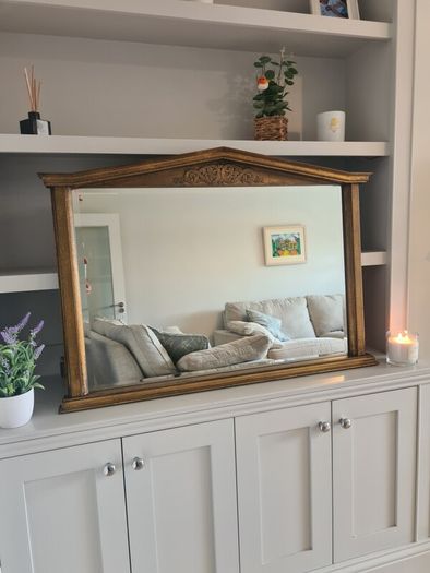 Elegant Gold Overmantle Mirror  Large Statement Piece