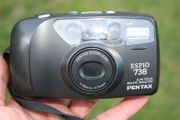 Pentax ESPIO 738 35 mm zoom Compact Film Camera with Case Tested